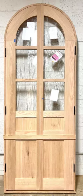 Rustic solid white oak lumber arched top double door wood story book pantry 2