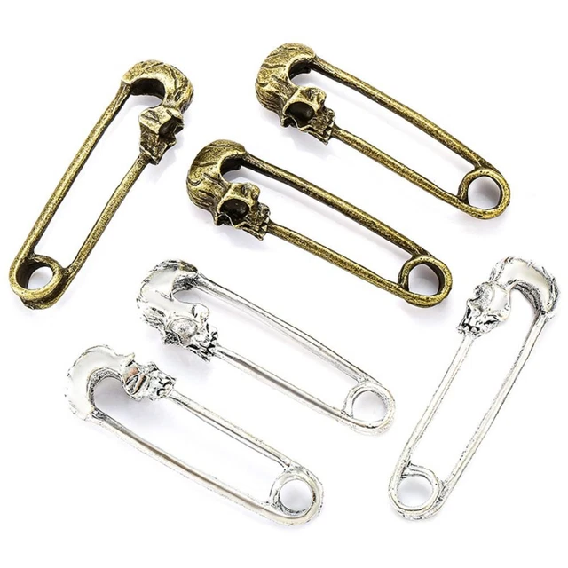 ALLOY PUNK SKULL Head Brooches Safety Pin Punk Skull Jewelry