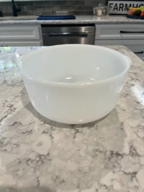 Vintage Glasbake Made for Sunbeam 19CJ Large White Milk Glass Mixer Mixing Bowl