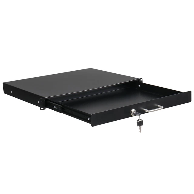 19" 1U Steel DJ Drawer Rack Case Equipment Cabinet with Keys Lockable