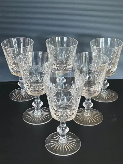 Edinburgh Crystal “STAR OF EDINBURGH”  6 white wine glasses 5 Perfect, 1 chipped