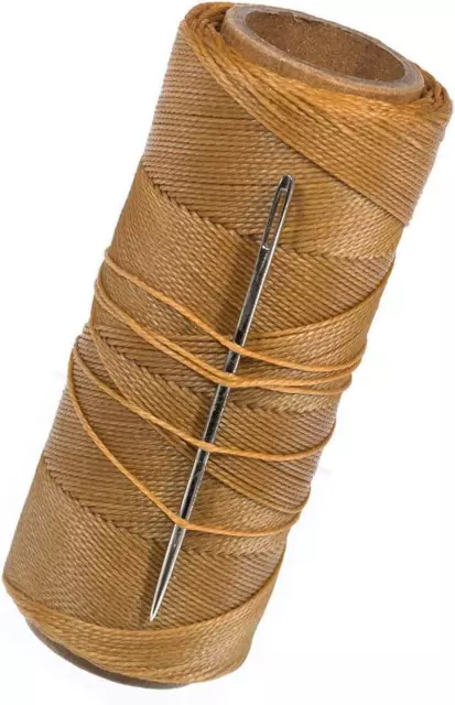 270 Feet of Waxed Polyester Sail Twine and Needle - Brown or White in Color