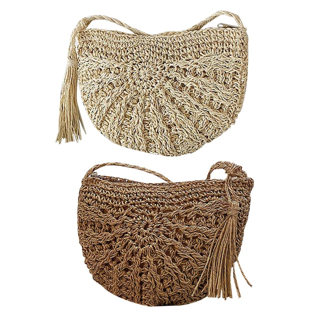 Summer Straw Crossbody Bags Women Beach Holiday Shoulder Handbags Phone Purses F