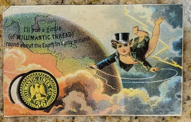 Victorian Trade Card A Piser Dry Fancy Goods New York Flying in Space