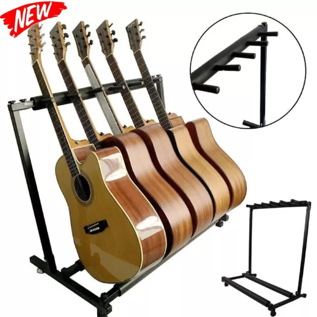 Stylish Guitar Stand Tidy Storage Rack Fits 5 Guitars Metal Padded Foam Racks AU