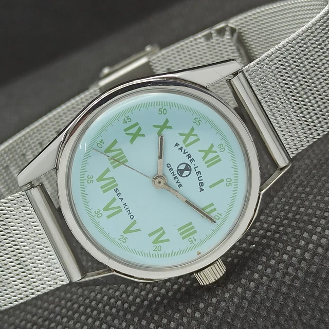 Vintage Favre Leuba Sea King Winding Swiss Mens Sign Case Watch  503-A265010-9 £22.99 - Picclick Uk