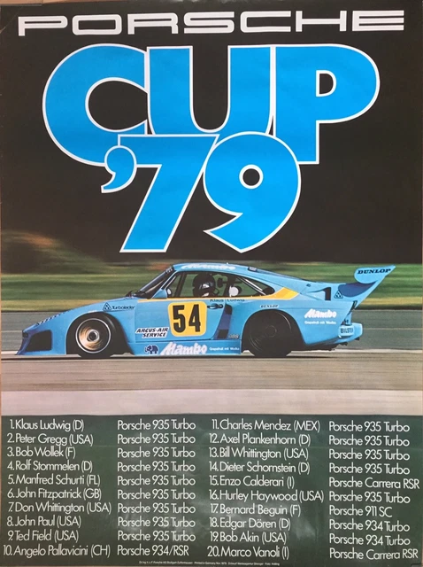 Poster Reprint Werbeplakat, Porsche 935 Turbo, Mambo, Klaus Ludwig, Cup 1979