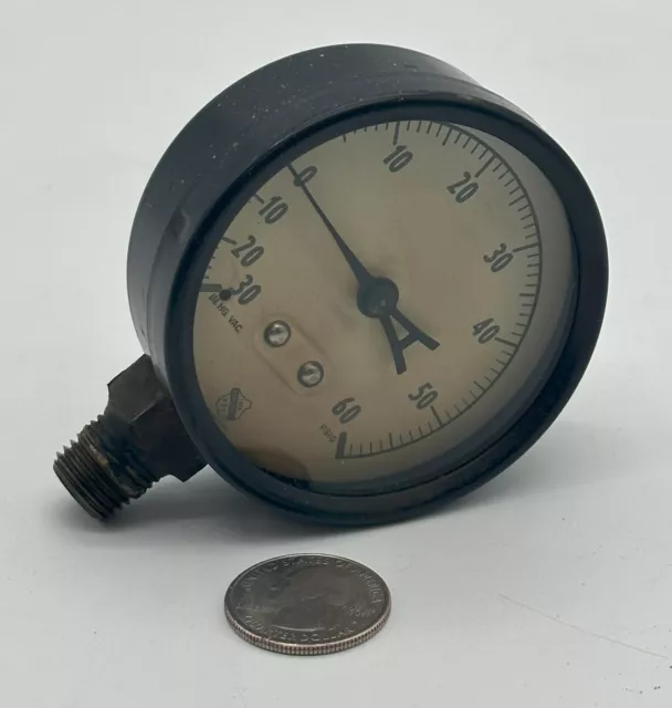 Vintage Ashcroft Compound Gauge Vacuum Positive Air Pressure -30 in Hg +60 PSIG