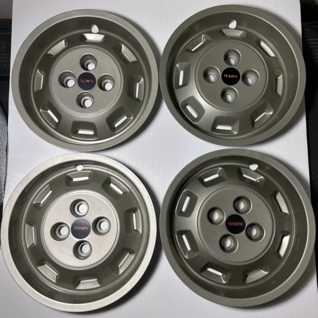 OEM Triumph TR7 Set Of 4 Hubcaps Nice Decals No Cracks Caps Only No Springs