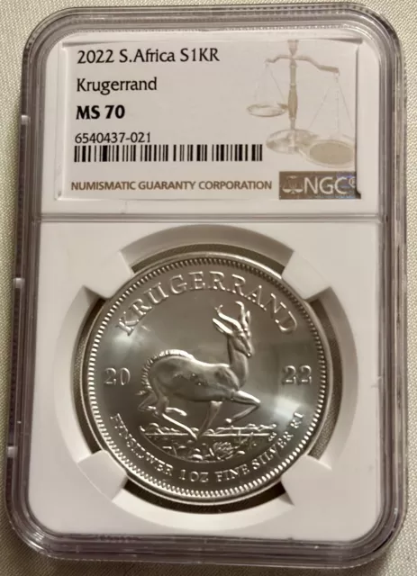 2022 South African Silver Dollar $1 Krugerrand NGC MS70. *BELOW LIST - DEAL!*