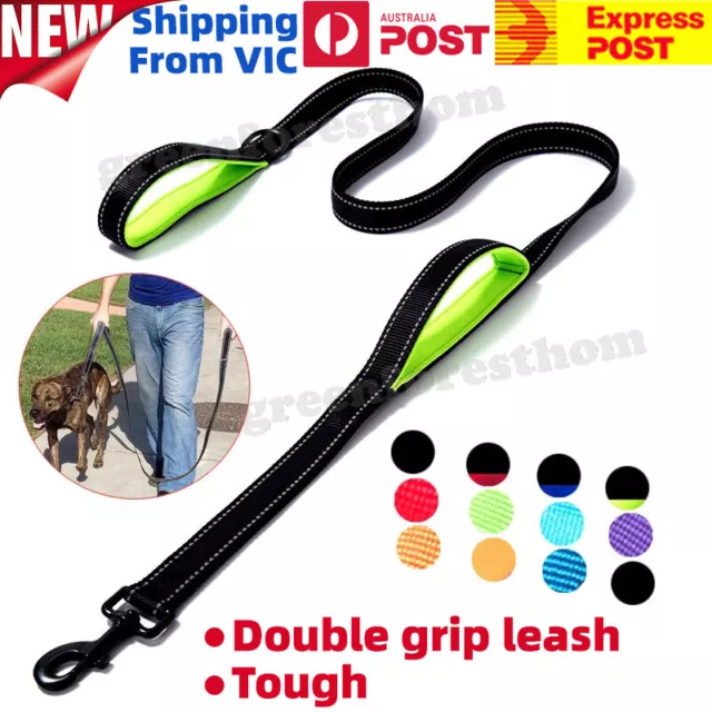 Dog Leashes Outdoor Travel Dog Training Chain Heavy Duty Dual Double Handle Lead