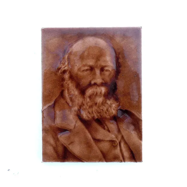 Antique C19th FLAXMAN Pottery Ceramic Tile of LORD SALISBURY Prime Minister 1885
