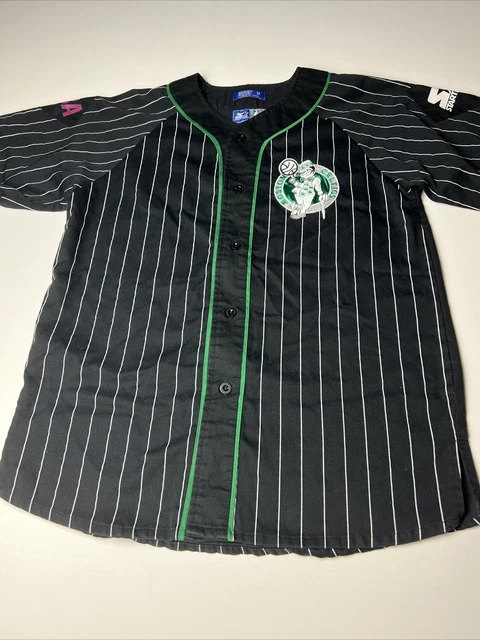 Boston Celtics Throwback Baseball Pinstripe Starter Jersey Medium Mint Vintage