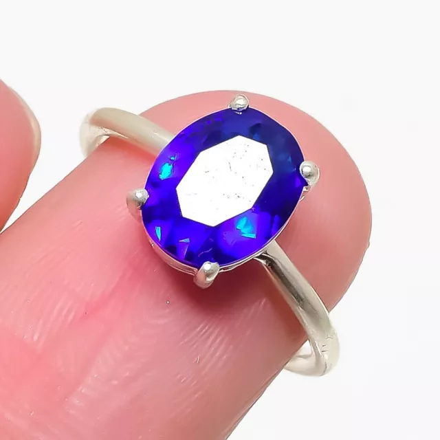 London Blue Topaz Gemstone 925 Sterling Silver Jewelry Ring Size Adj. T666