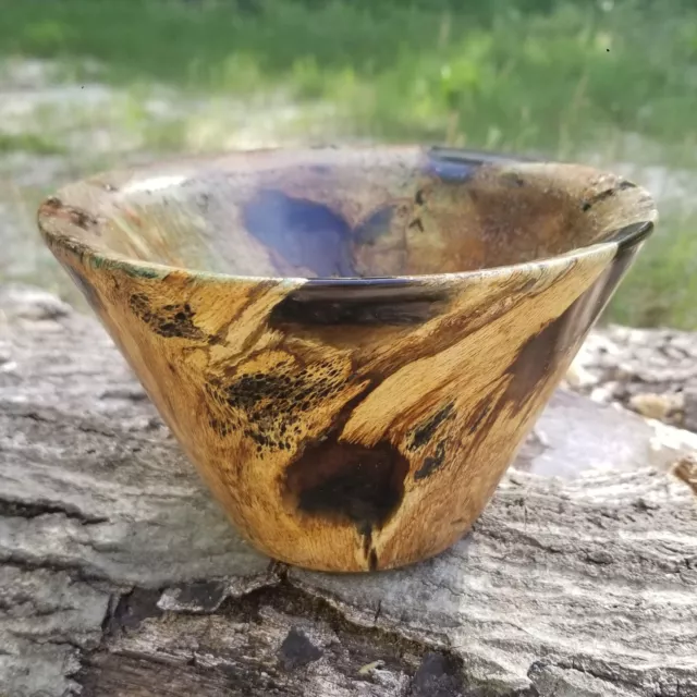 Spalted White Oak Wood with Resin Signed Hand Turned Bowl 2023 Mike Alachua #007