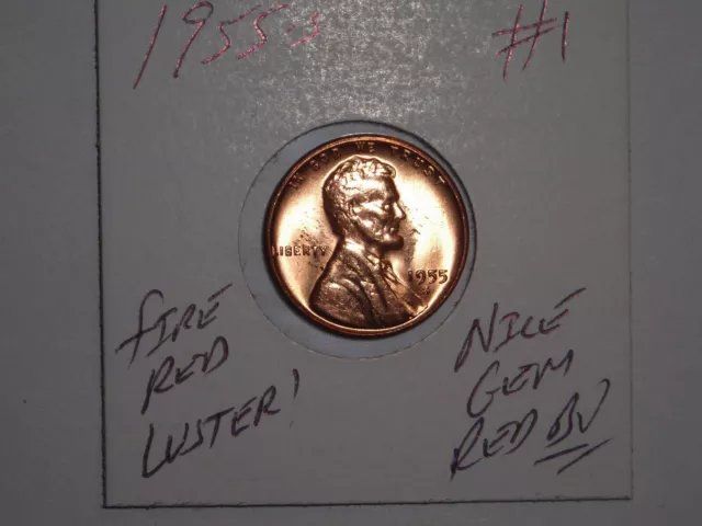 wheat penny 1955S SHARP GEM RED BU LINCOLN CENT 1955-S GEM UNC LOT #1