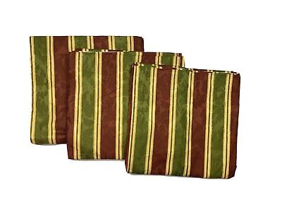 Set 3 Custom Drapes Curtains Panels Heavy Red Green Gold Stripe Pattern 96 Long