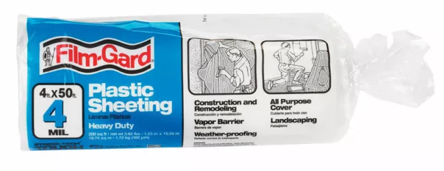 Film-Gard Plastic Sheeting 4 mil T X 4 ft. W x 50 ft. L Polyethylene Clear