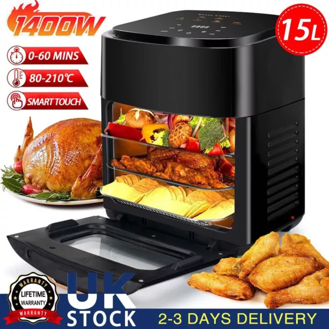 1400W Digital Air Fryer 15L Oil Free Healthy Cooker Kitchen Frying Low Fat Oven