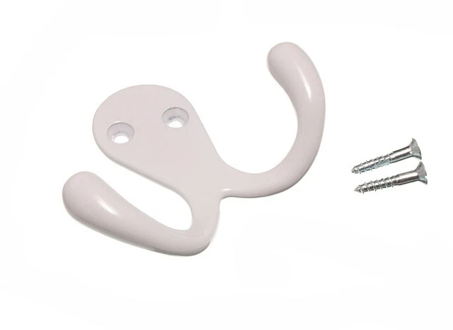 50 X Twin Robe Hat Or Coat Hook Hangers White Painted Metal Onestopdiy New