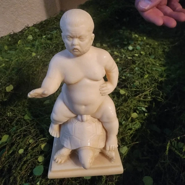 Original Bacchus A. Santini Naked Fat Dwarf Riding Turtle Alabaster Statue -... Original Bacchus A. Santini Naked Fat Dwarf Riding Turtle Alabaster Statue -...