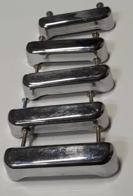 vintage chrome  drawer dresser cabinet pull handles lot of 5