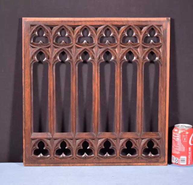 *French Antique Gothic Revival Panel in Solid Oak Wood Salvage Late 1800's