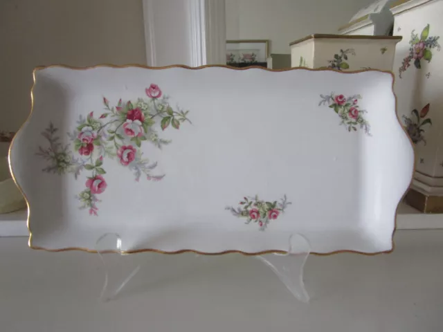 James Kent Old Foley Pink Roses Rectangular Cake Plate