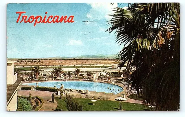 LAS VEGAS, NV Nevada ~ TROPICANA HOTEL & CASINO Pool  1960 Postcard