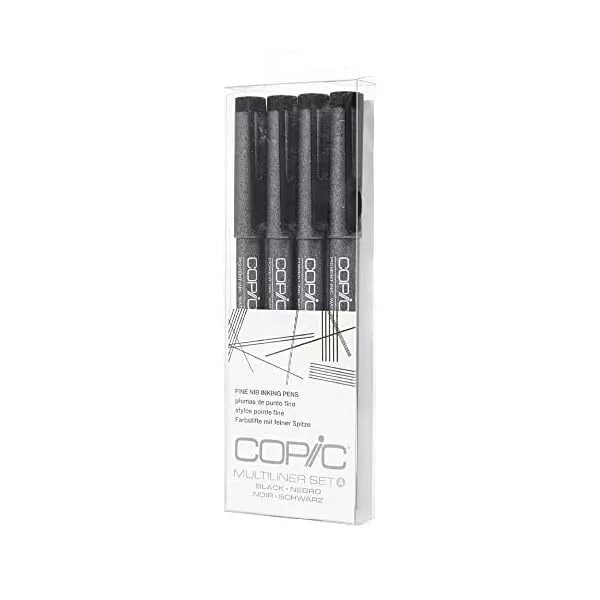 TOO Copic MULTILINER Premium Artist Drawing Markers 4 line-types SET #Black  FS