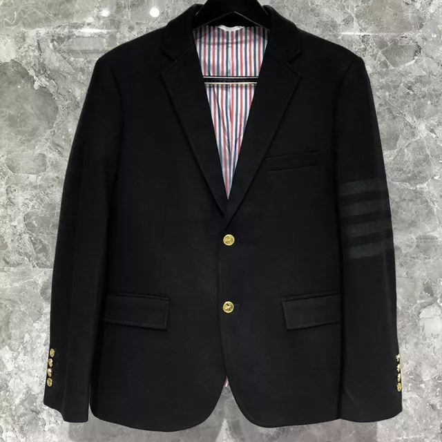 Thom Browne Men V Neck Classic 4 Bar Sleeve Suit Coat