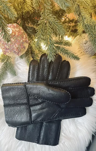 Men’s Genuine Sheepskin Cashmere Gloves in Black - With Box & Gift Bag 2