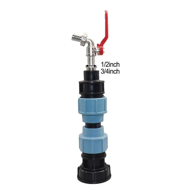 Rubinetto per Vasca da 1000 L Con Adattatore S60X6 IBC, Raccordo per Serbatoio, Acqua Piovana e Giardino (Adattatore in Lega 1/2