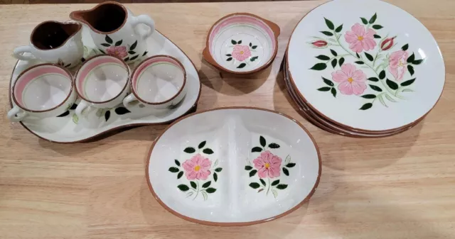 Rare1940s Stangl Hand Painted China-Wild Rose.14 pieces sold together/separately