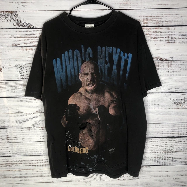 Vintage WCW Goldberg Who’s Next All Over Print Heavily Distressed T-Shirt Large