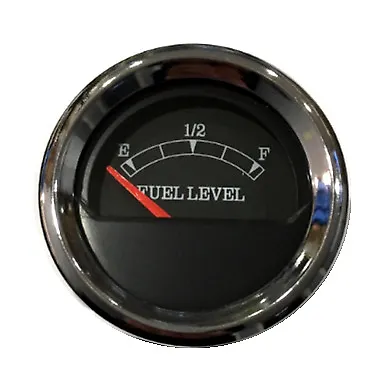 Fuel level Gauge, 2"/52mm, black/chrome, blue LED, 10-180 ohms, 043-F-BC-180