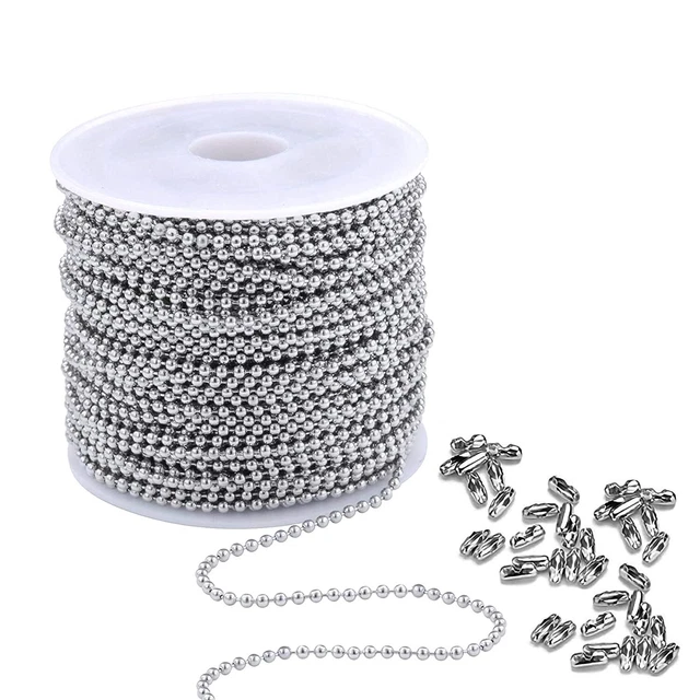 Stainless Steel Ball Bead Chain [1.5Mm/50Feet] Chains Spool With 30 Pc�