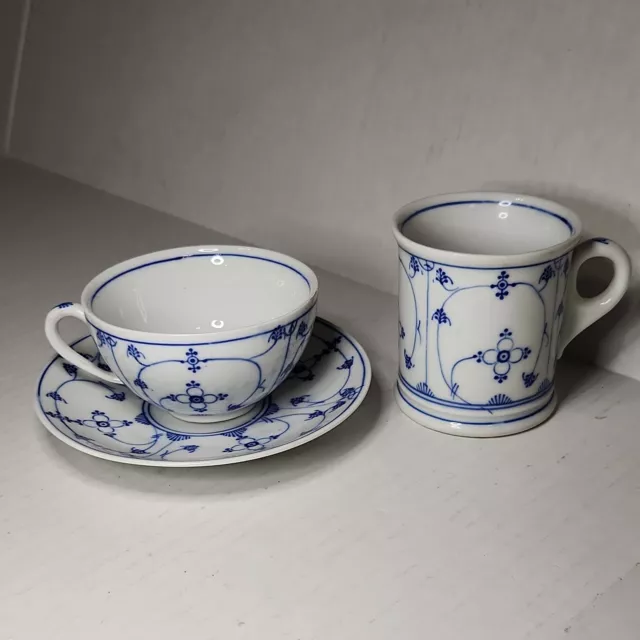 Vtg Bavaria Porcelain Winterling Moschendorf Straw Flower Cup & Saucer + Mug