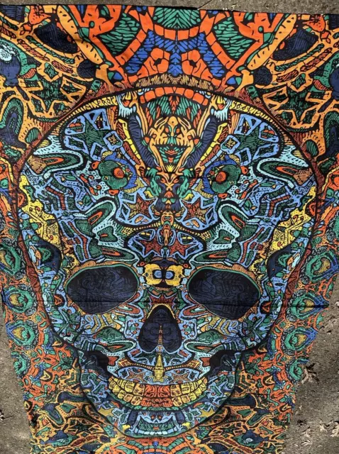 Sunshine Joy® Skull Wall Hanging Beach Sheet Goth Fabric Art Psychedelic 3D