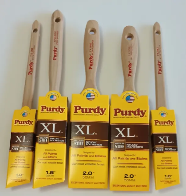 Purdy XL Glide Nylon Polyester Paint Brush Variety Pack Lot of 5 All Brand New