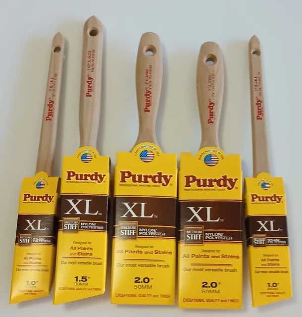 Purdy XL Glide Nylon Polyester Paint Brush Variety Pack Lot of 5 All Brand New