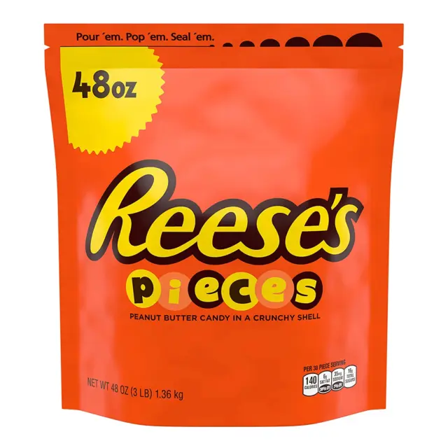 REESE'S PIECES Peanut Butter in a Candy Shell, in a Crunchy Shell Candy Bulk Bag