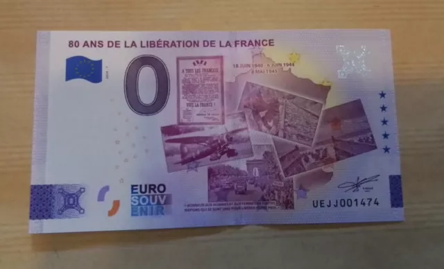 Billet 0  zero Euro   souvenir touristique 80 ans libération  UEJJ 2024-7