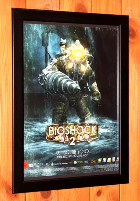 BioShock 2 Video game Xbox 360 PS3 Rare promo Small Poster / Ad Page Framed