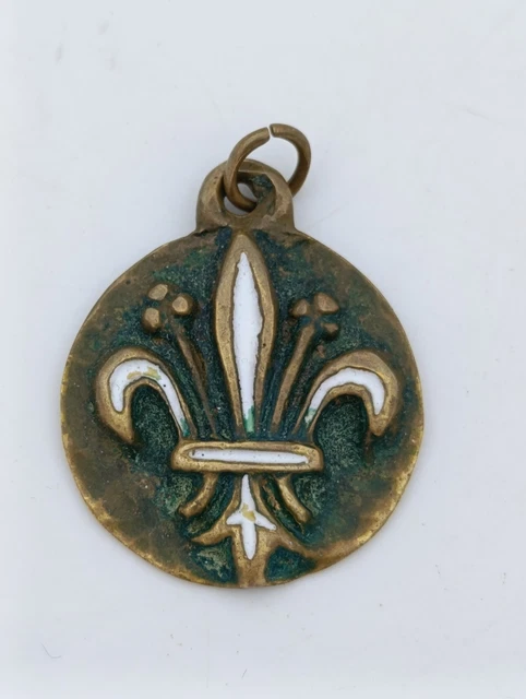 Pendentif Ancien Fleur De Lys – Style Art Nouveau, Plaqué Argent, Bon état
