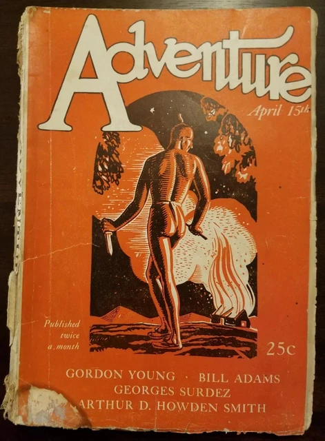 Vintage ADVENTURE pulp magazine April 15th 1927 advertising stories ship sea B-3