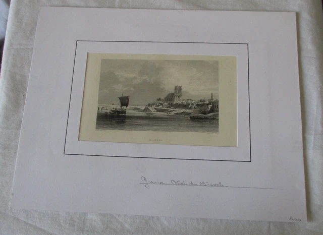 Antique Engraving France Loire Atlantic (44) Nantes Boat View And Bridge