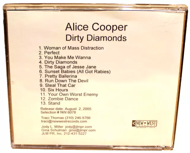NEW-WEST Records PROMO CD NW-6078: ALICE COOPER - Dirty Diamonds - 2005 USA 2