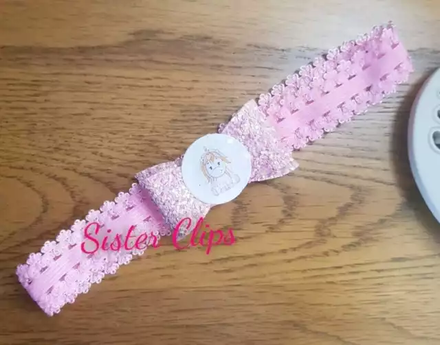 Girls Handmade pink Unicorn   glitter  3 inch   Bow-baby band