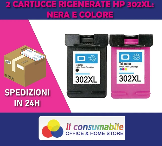 2 Cartucce  302XL Nero e Colore DeskJet 3638 OfficeJet 4652